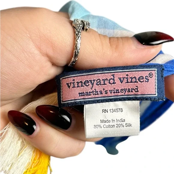 Vineyard Vines Martha’s Vineyard Coastal Preppy Map Silk Blend Wrap Scarf - Picture 4 of 4